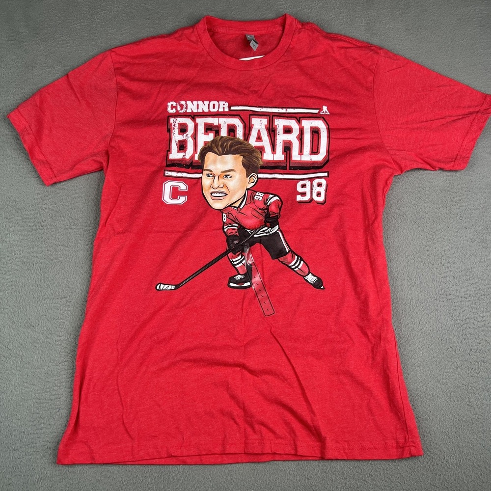 Chicago Blackhawks Shirt Mens Large Red NHL Hockey Connor Bedard 98 500 Level